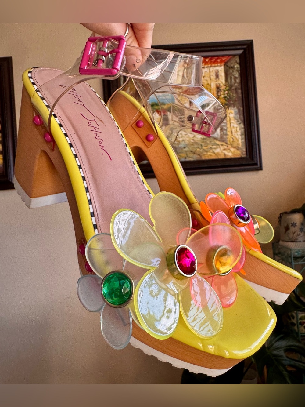 Betsey Johnson Beckket Flower Block Heels Sandals 8